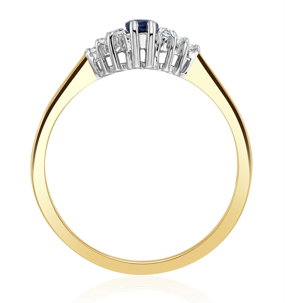 Sapphire 5 x 3mm And Diamond 9K Gold Ring A3227
