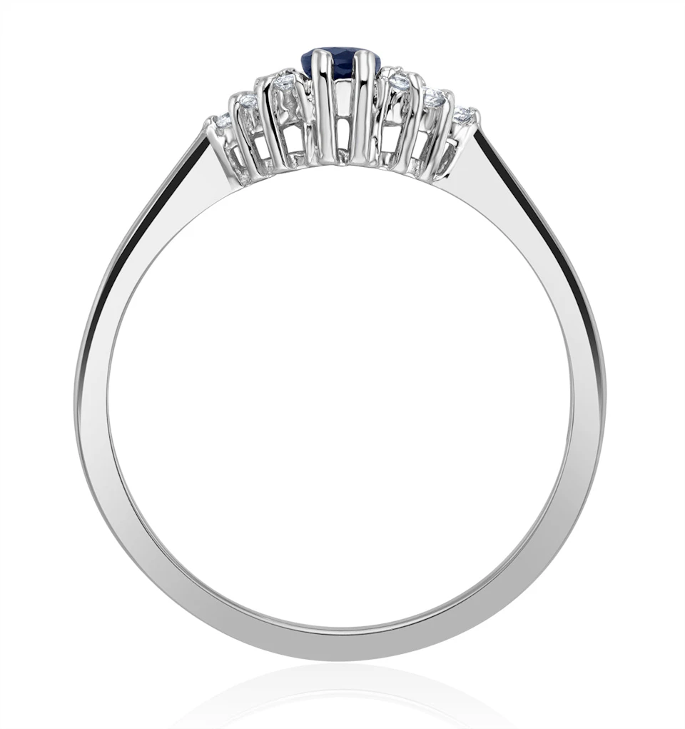 Sapphire 5 x 3mm And Diamond 9K White Gold Ring