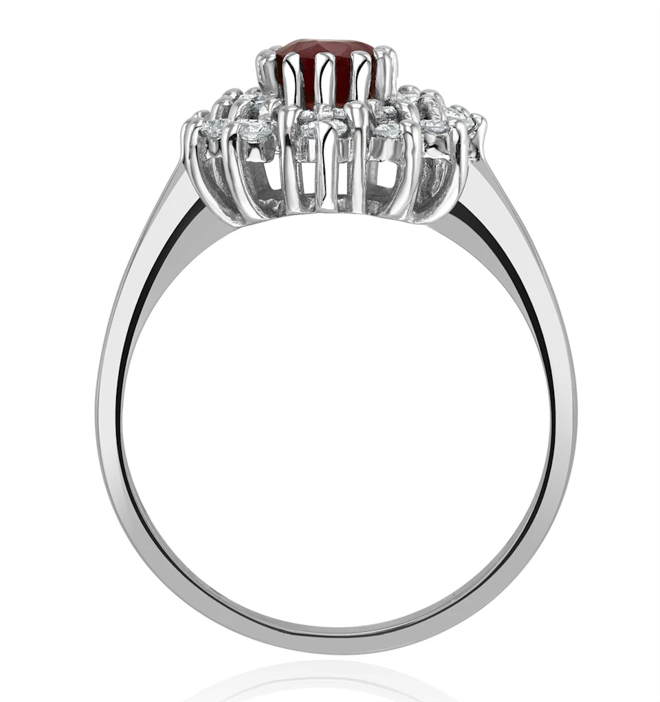 Ruby 6 x 4mm And Diamond 9K White Gold Ring A4444