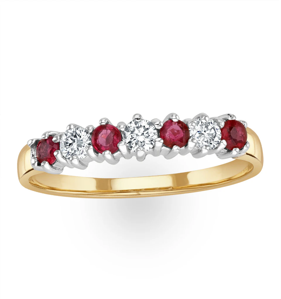 Ruby 0.30ct And Diamond 9K Gold Ring