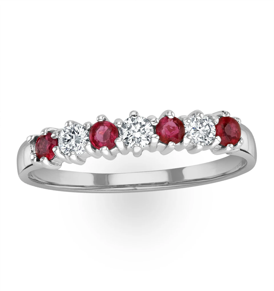Ruby 0.30ct And Diamond 9K White Gold Ring