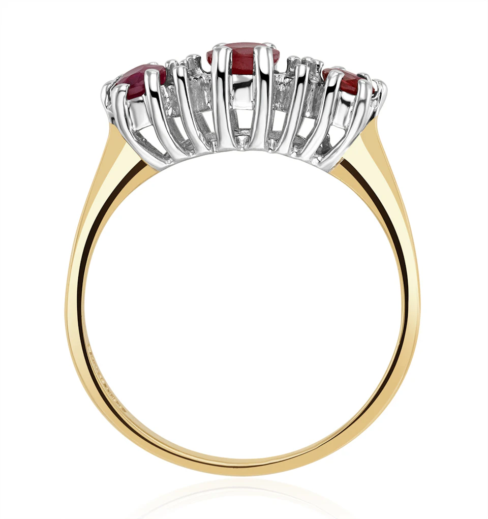 Ruby 0.85ct And Diamond 9K Gold Ring