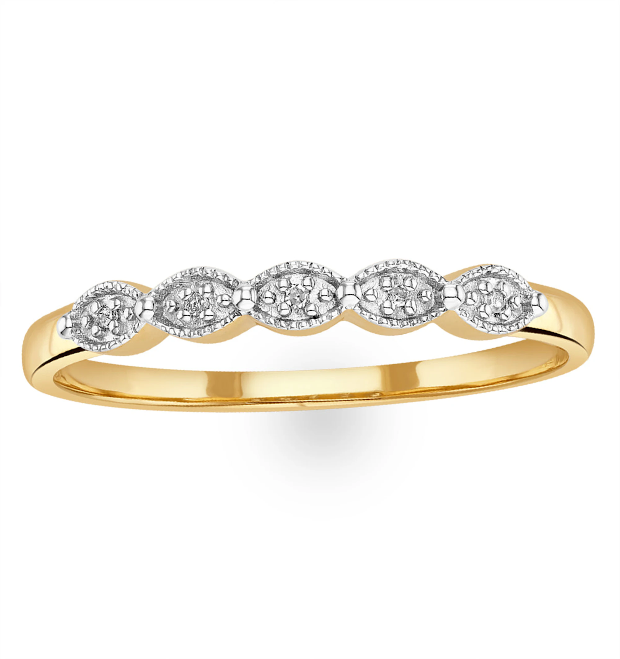 Half Eternity Ring 0.02CT Diamond 9K Yellow Gold