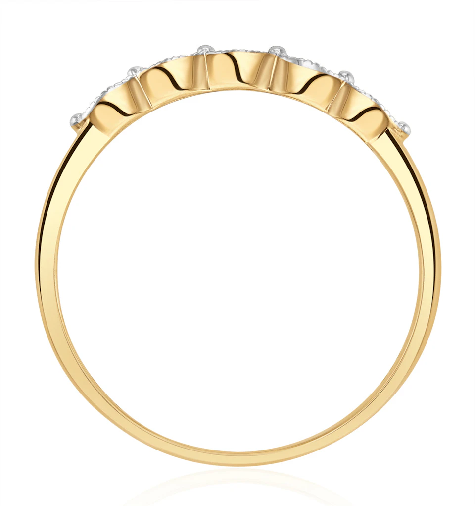 Half Eternity Ring 0.02CT Diamond 9K Yellow Gold
