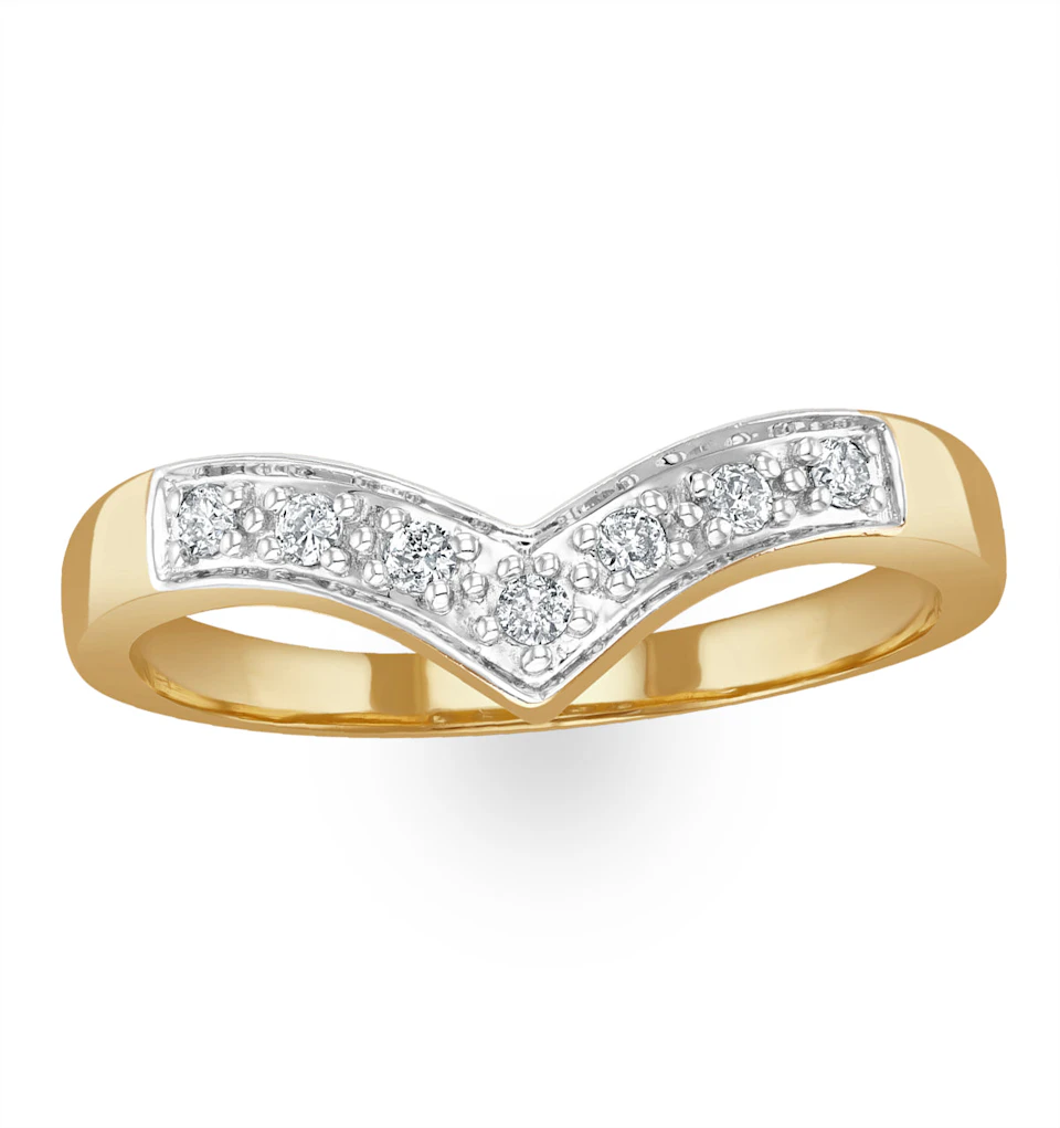Diamond 0.11ct 9K Yellow Gold Wishbone Ring