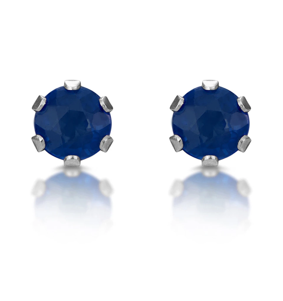 Sapphire 3mm 9K White Gold Studs Earrings