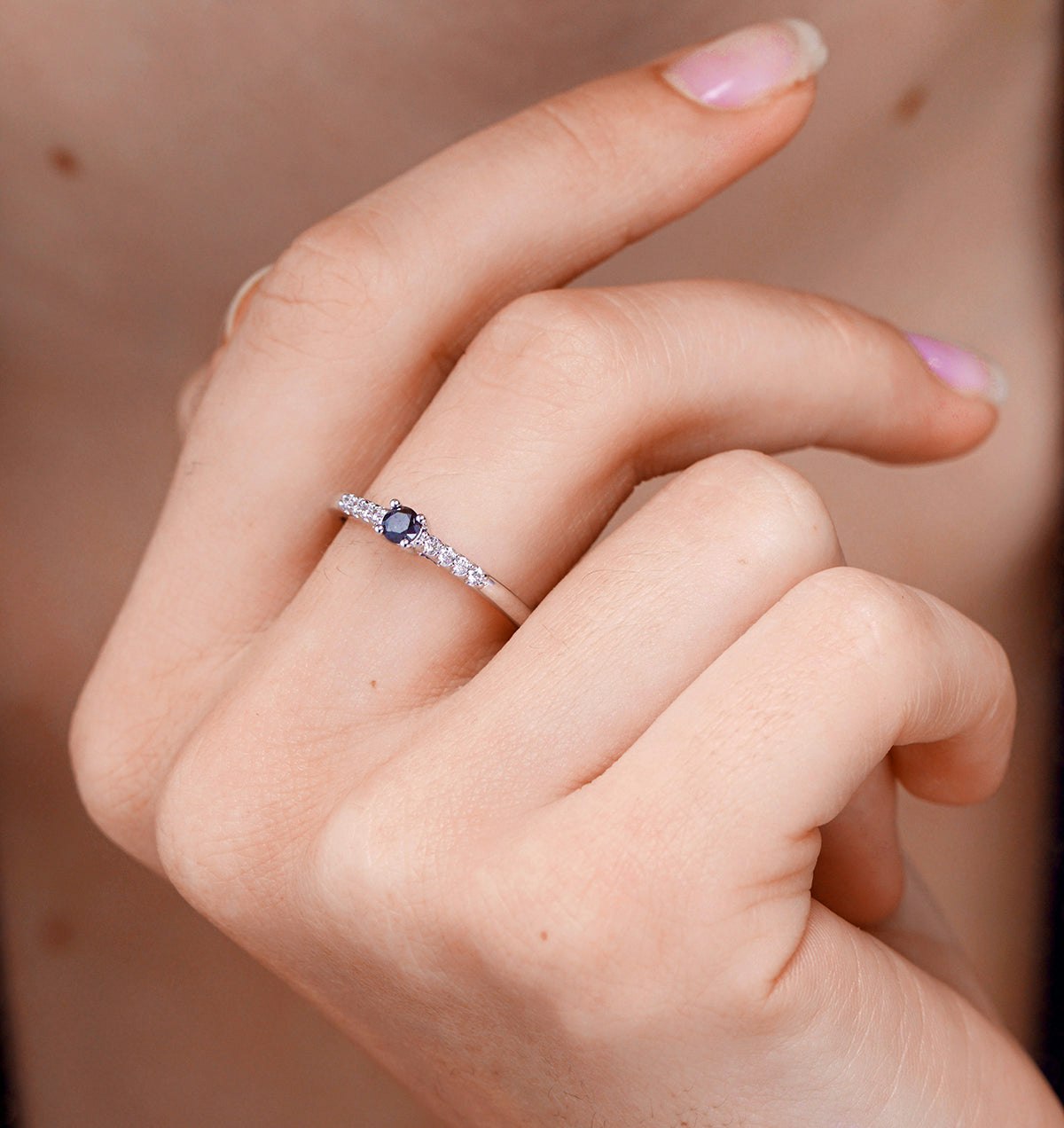 Black Diamond and Lab Diamond Engagement Ring 0.25ct in 9K White Gold