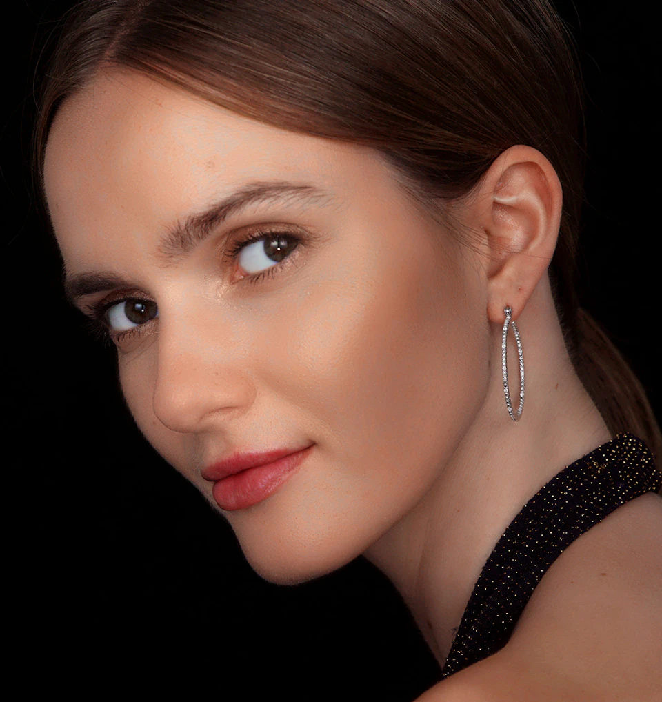 0.25ct Lab Diamond Hoops Earrings 35mm Set in 925 Silver