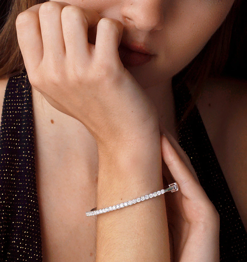 2.5ct Lab Diamond Eternity Bangle H/Si Quality Set in 9K White Gold