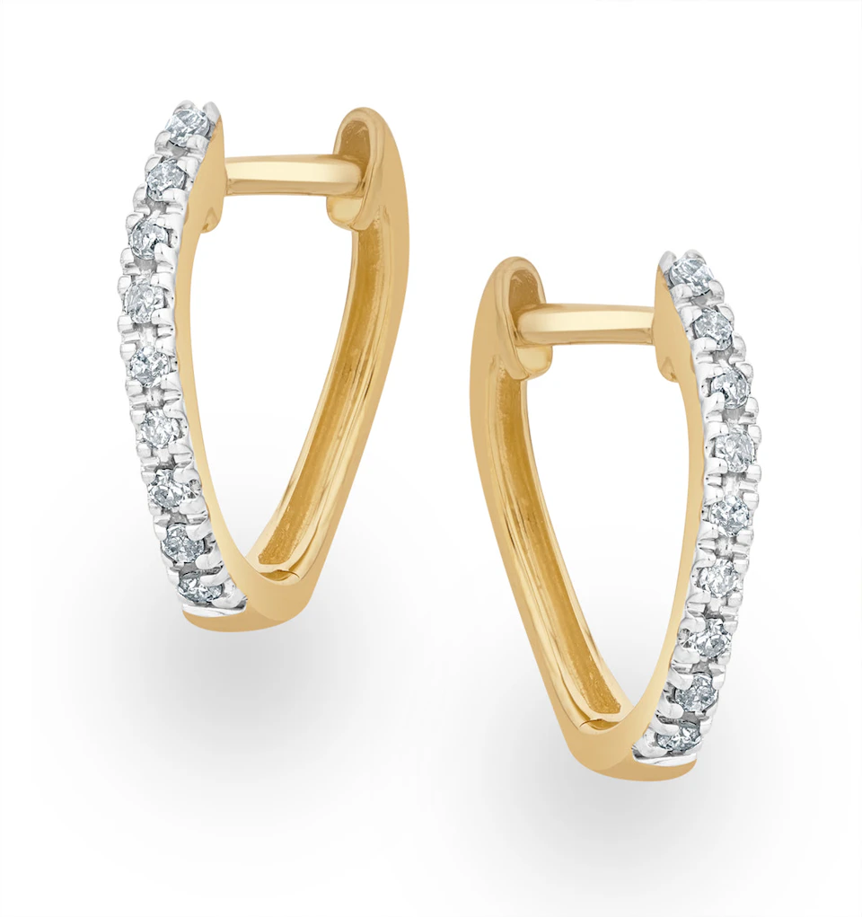 Hoop Earrings 0.11ct Diamond 9K Gold
