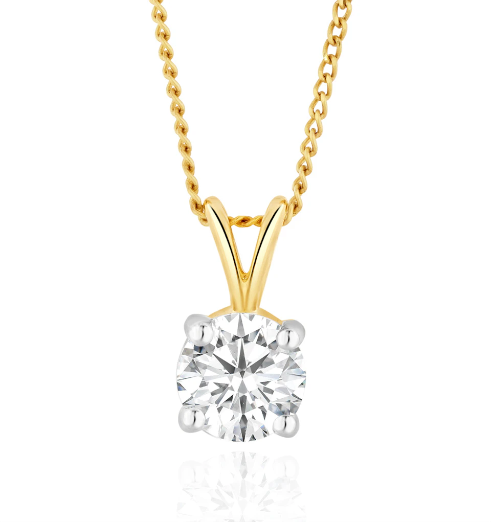 Chloe 0.50ct Lab Diamond Solitaire Necklace Pendant in 9K Yellow Gold H/Si
