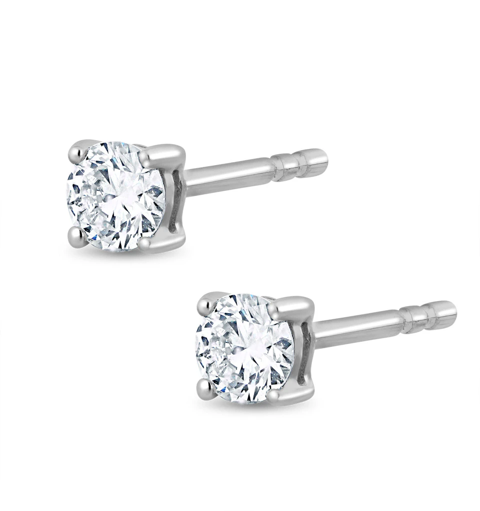 Lab Diamond Studs Earrings 0.30ct H/Si Quality in 9K White Gold - 3mm