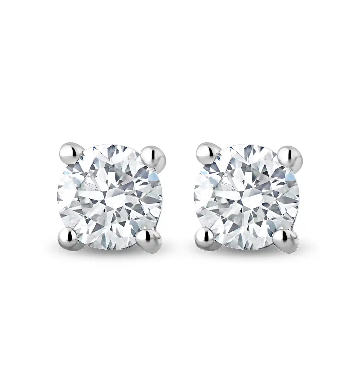Lab Diamond Stud Earrings 0.50ct H/Si Quality in 9K White Gold - 4.2mm