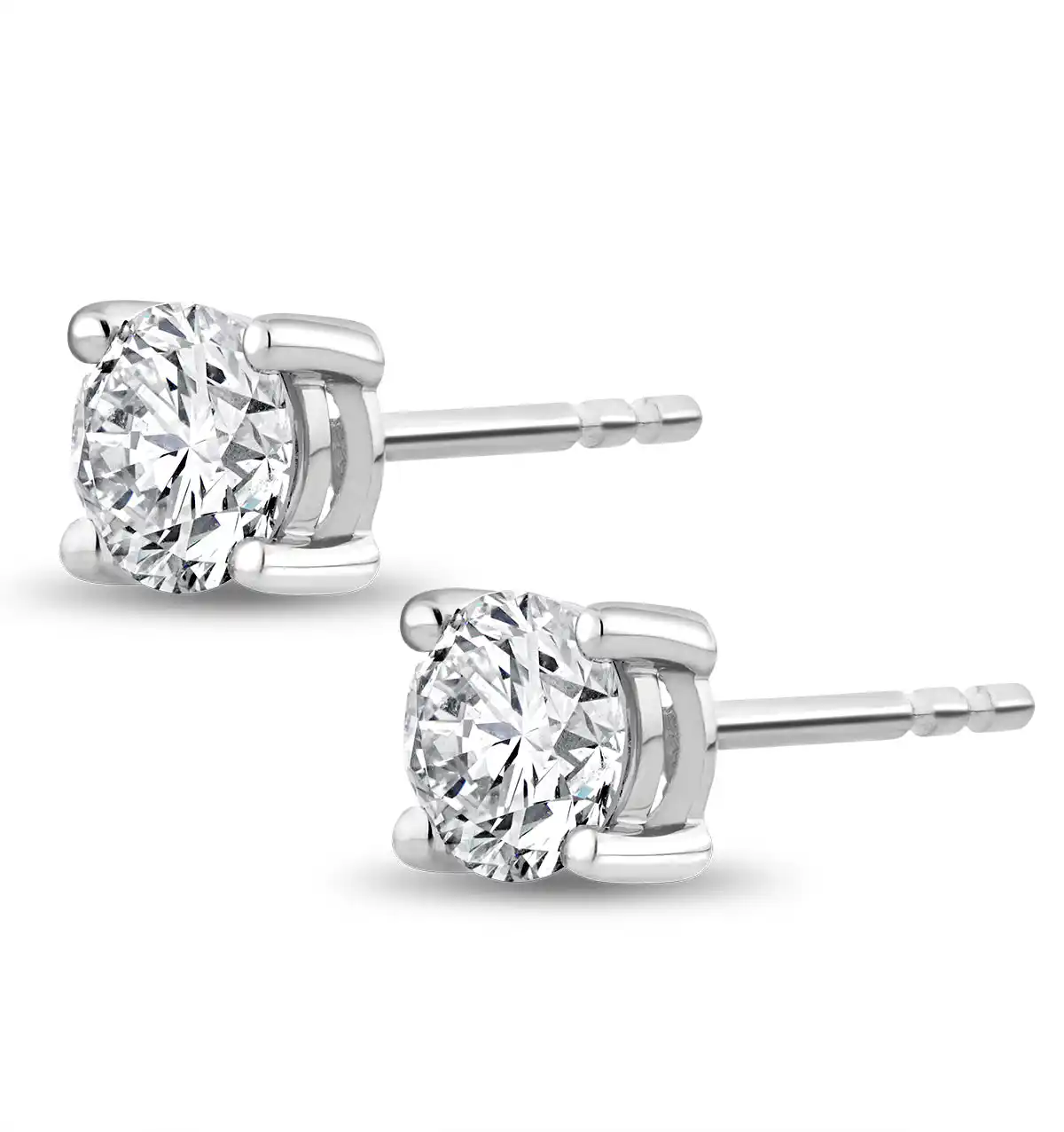 Lab Diamond Stud Earrings 0.50ct H/Si Quality in 9K White Gold - 4.2mm
