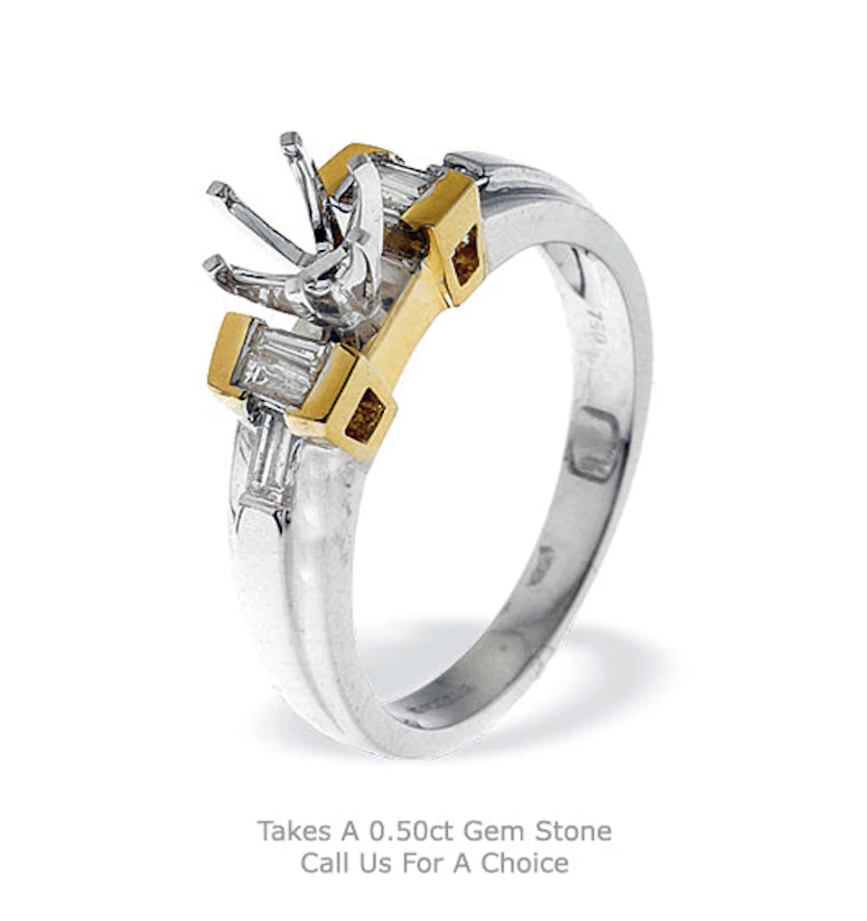 18K Ring Two Tone Lab Diamond set Gold Shank (0.98ct)