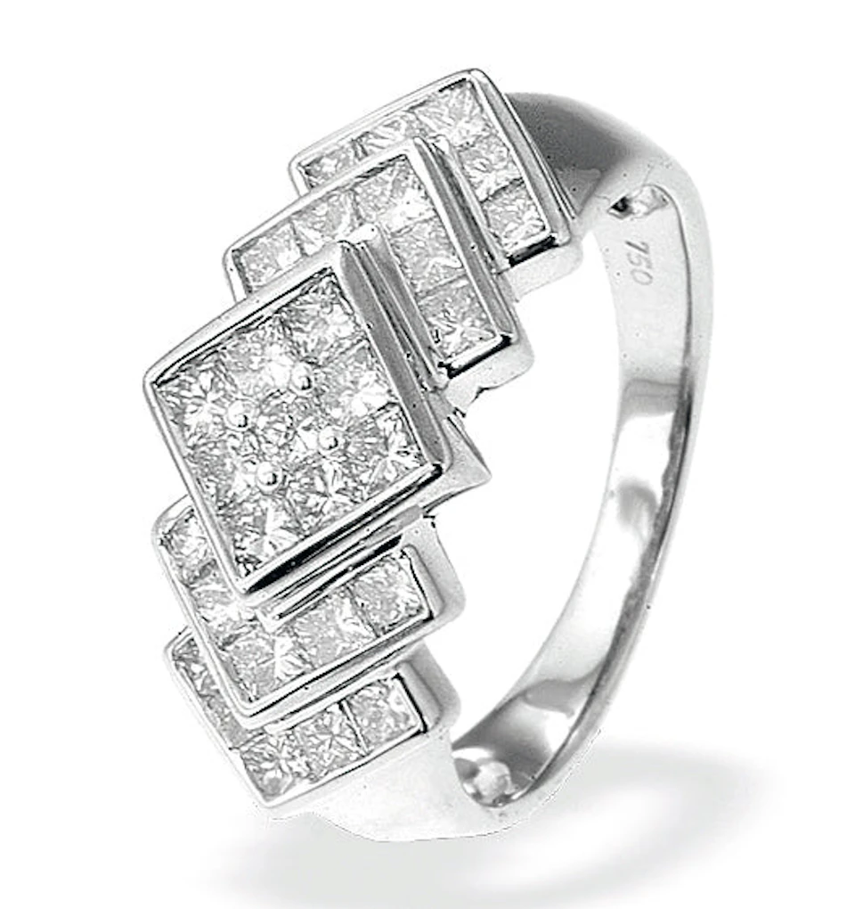 18K White Gold Princess Cut Diamond Ring (1.50ct) - SIZE L 1/2