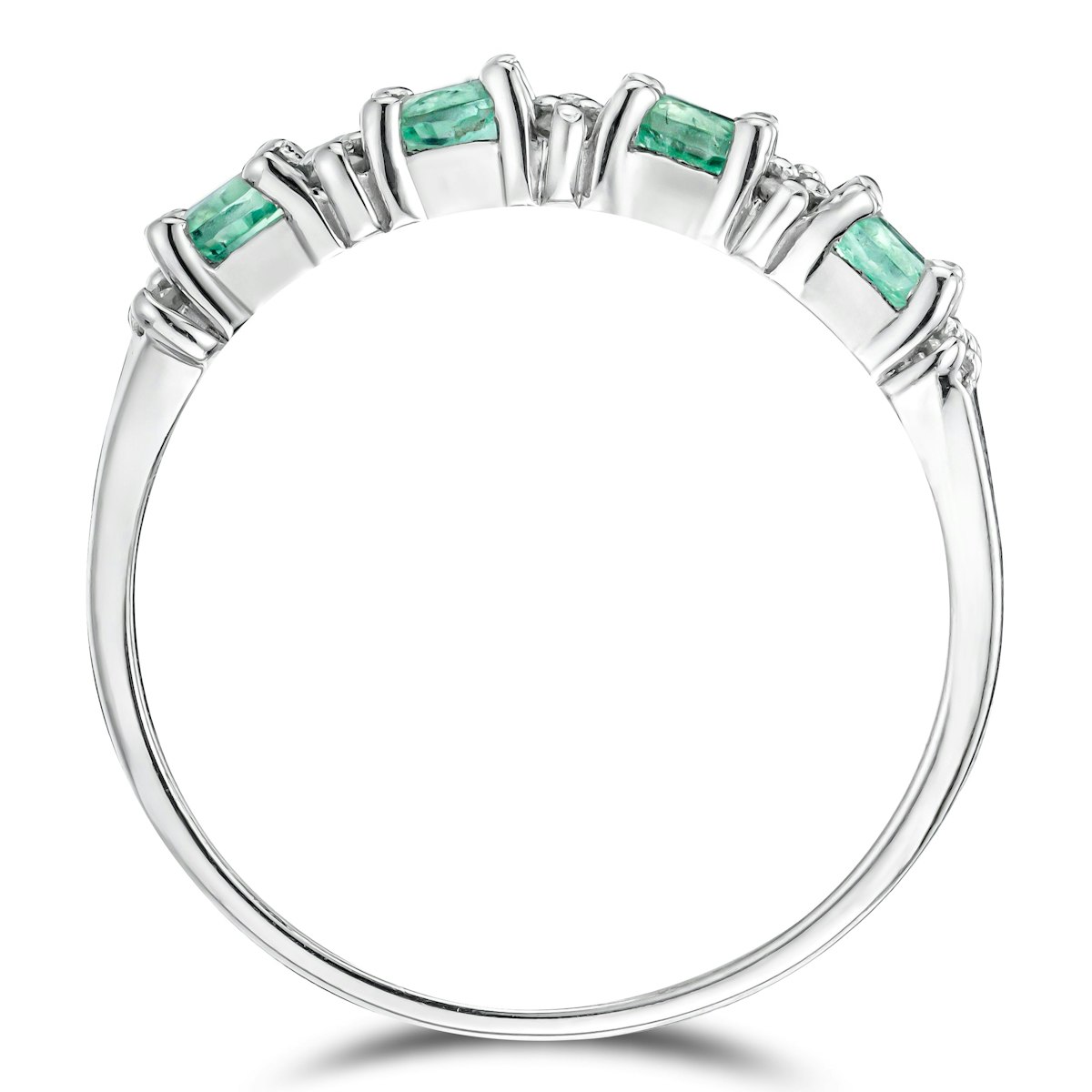 Emerald 0.60ct And Diamond 925 Sterling Silver Ring