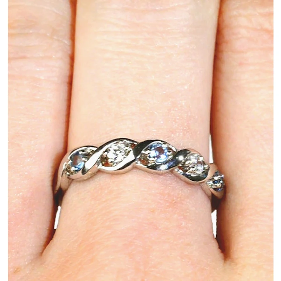 Blue Topaz 0.18CT And Diamond 925 Sterling Silver Ring