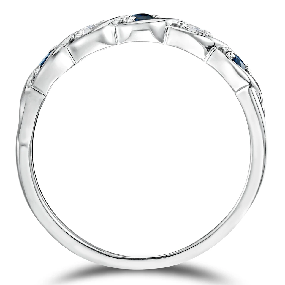 Sapphire 2.25 x 2.25mm And Diamond 925 Sterling Silver Ring