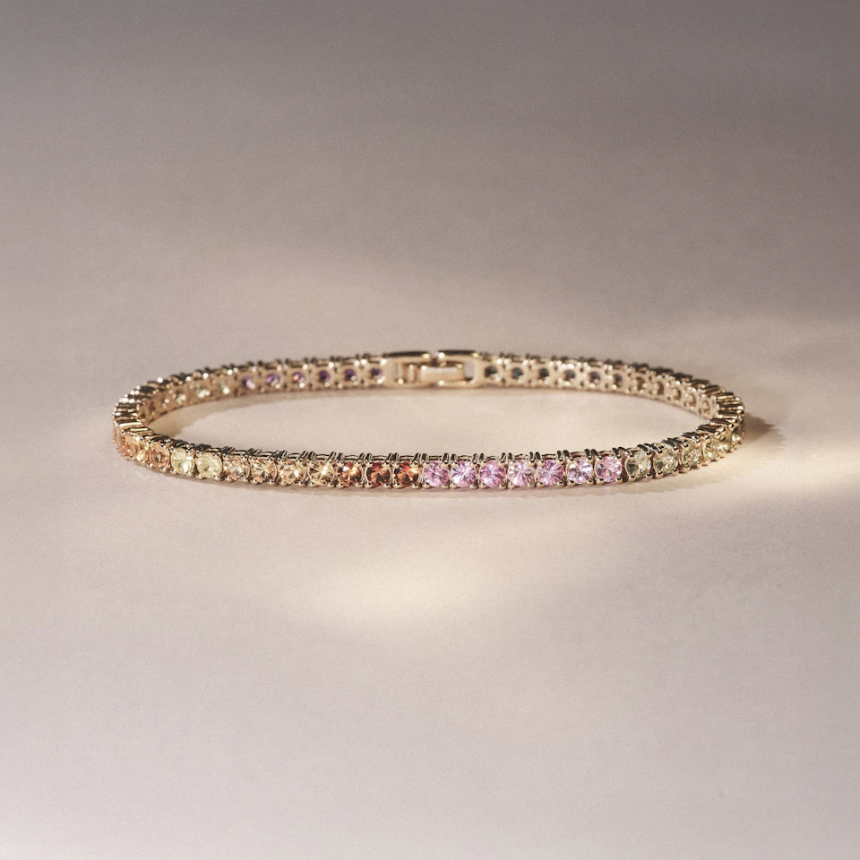 Rainbow Gem Stones Bracelet 10ct Set in 9K Yellow Gold