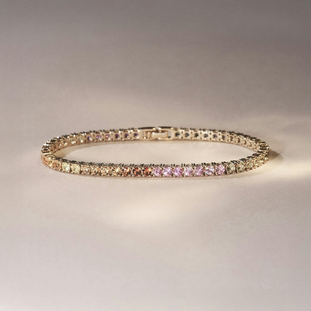 Rainbow Gem Stones Bracelet 10ct Set in 9K Yellow Gold