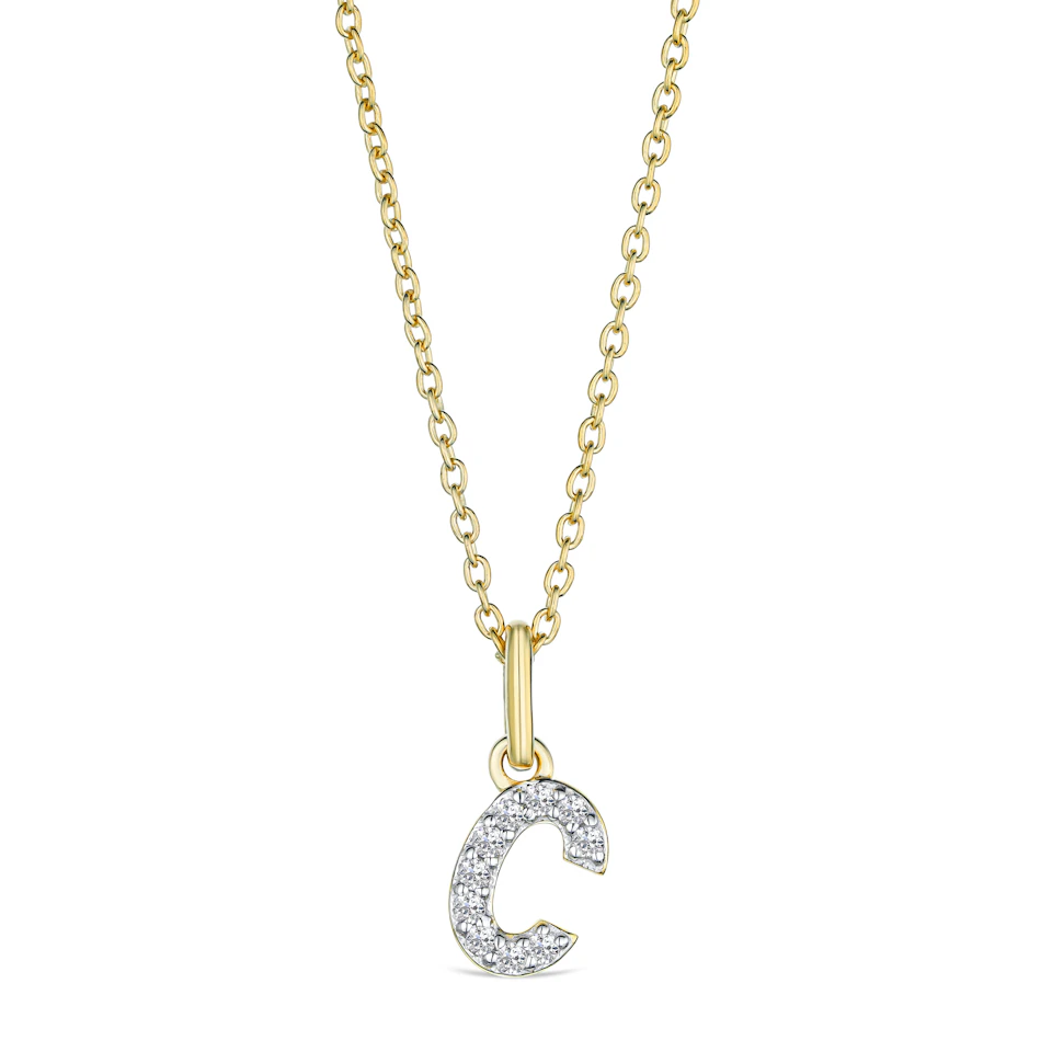 Love Letter Initial C Lab Diamond Necklace set in 18K Gold Vermeil