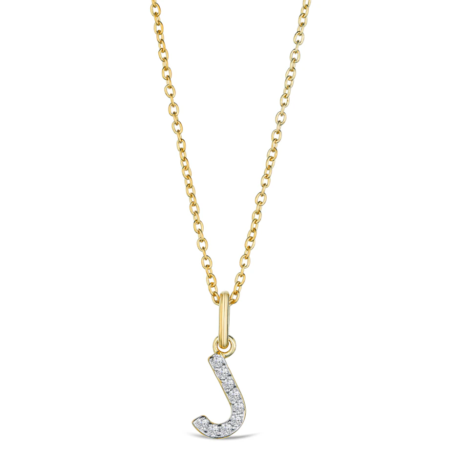 Love Letter Initial J Lab Diamond Necklace set in 18K Gold Vermeil
