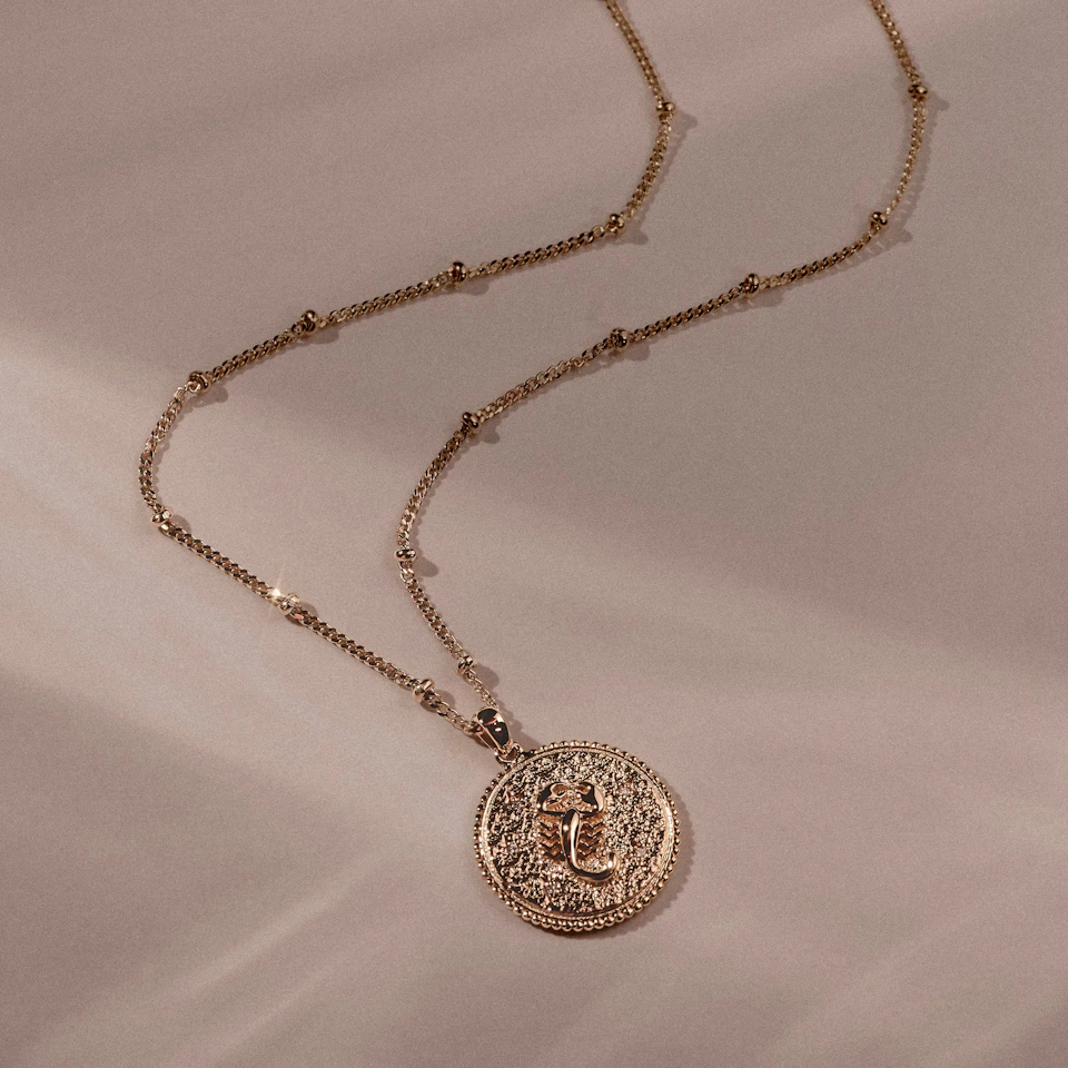 Zodiac Scorpio Necklace Medallion Lab Grown 0.02ct in 18K Gold Vermeil