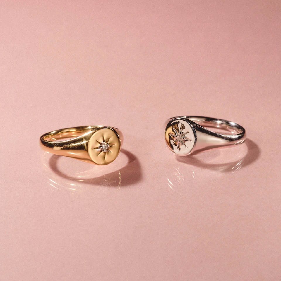 Star Signet Lab Diamond Ring in 925 Silver
