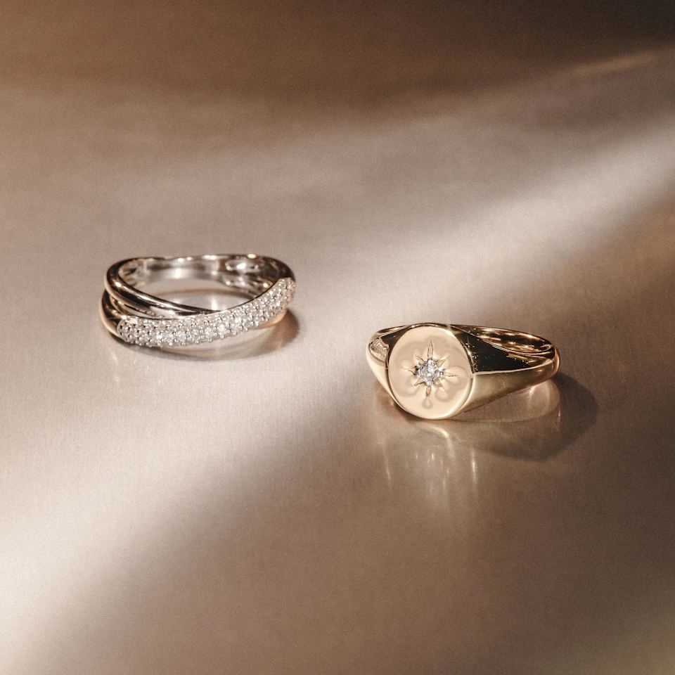 Crossover Set Lab Diamond Ring 0.35ct in 925 Silver