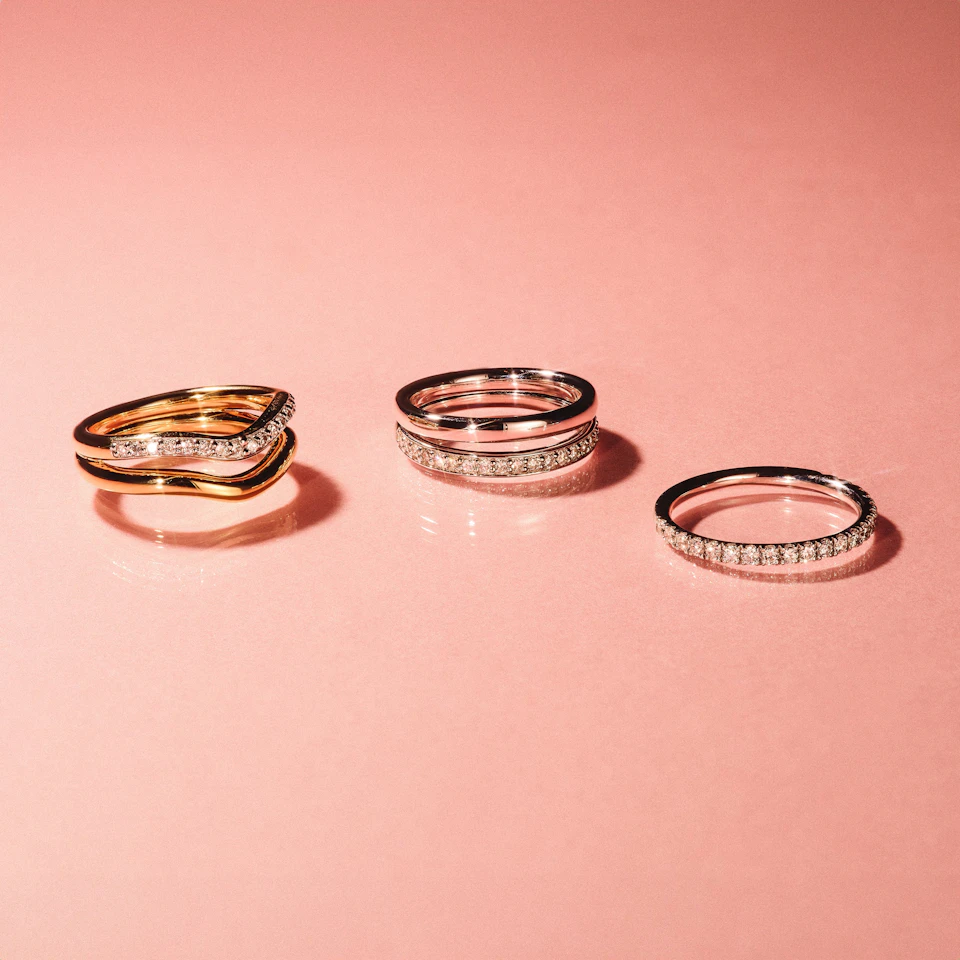 Duo Wave Stacking Lab Diamond Ring 0.26ct in 9K Gold