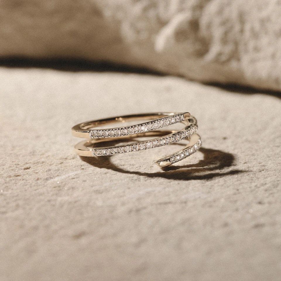 Lab Diamond Spiral Ring 0.25ct in 18k Gold Vermeil