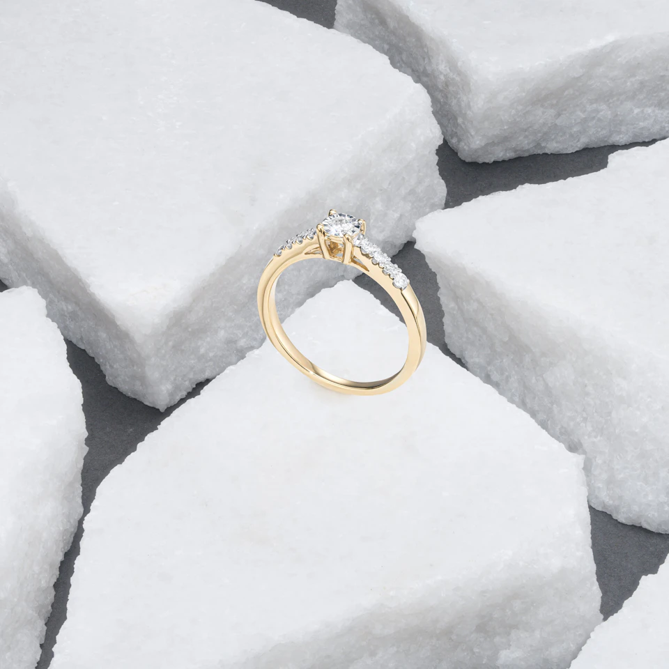 Lab Diamond Side Stone Engagement Ring 0.25ct H/Si in 18K Gold Vermeil