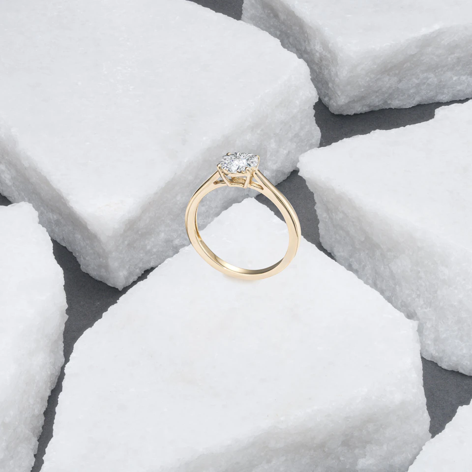0.25ct Lab Diamond Cluster Solitaire Ring H/Si in 18K Gold Vermeil