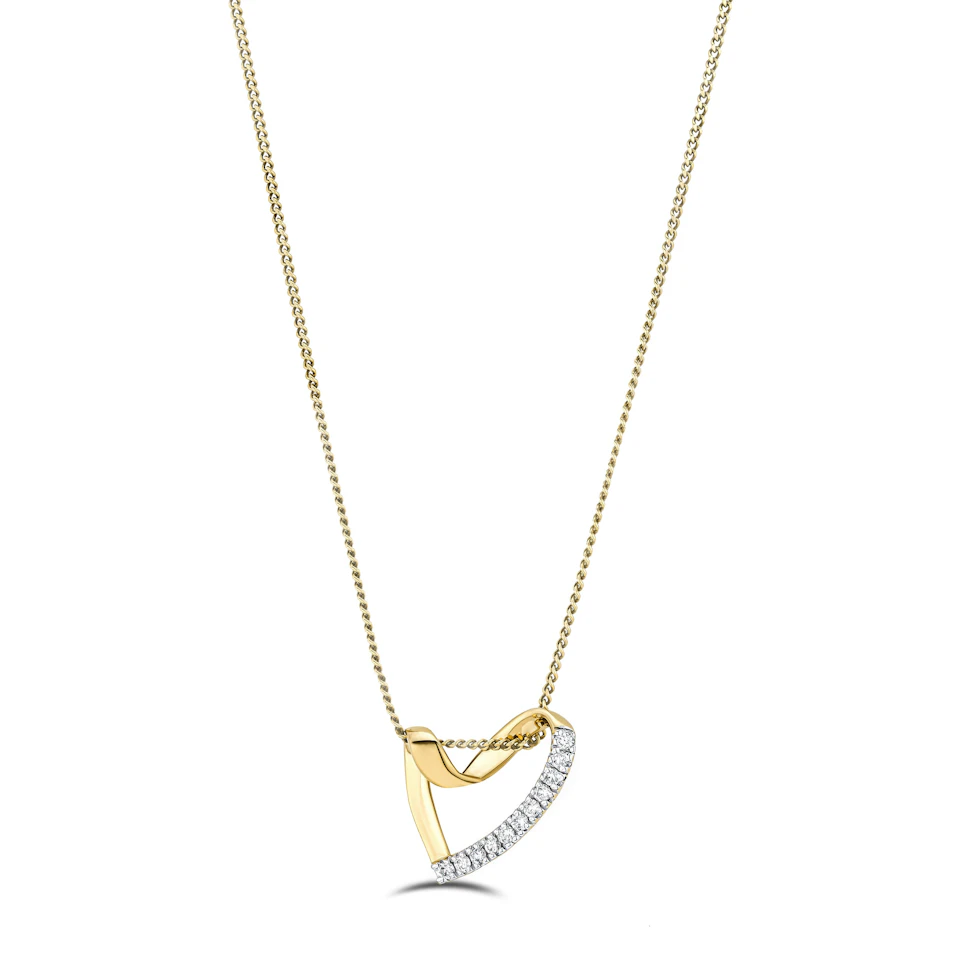 Lab Diamond Heart Necklace Pendant 0.10ct H/SI Set in 18K Gold Vermeil