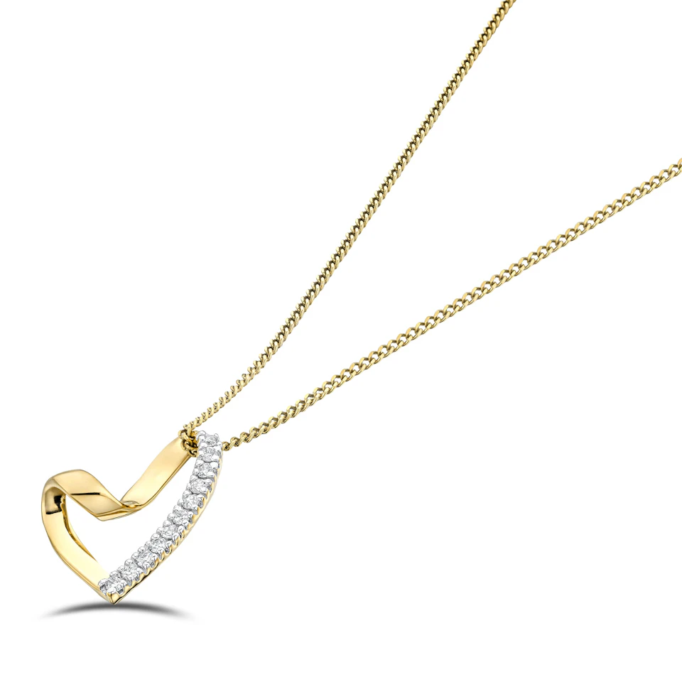Lab Diamond Heart Necklace Pendant 0.10ct H/SI Set in 18K Gold Vermeil