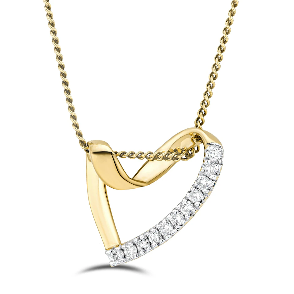 Lab Diamond Heart Necklace Pendant 0.10ct H/SI Set in 18K Gold Vermeil