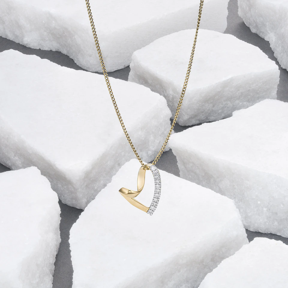 Lab Diamond Heart Necklace Pendant 0.10ct H/SI Set in 18K Gold Vermeil
