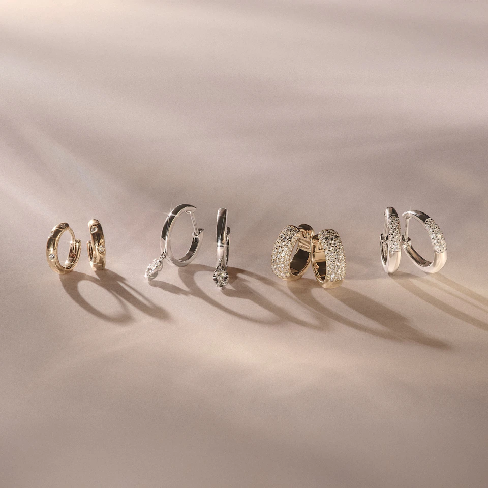 Short Micro Pavé Huggies Lab Diamond Earrings 0.25ct in 18K Gold Vermeil