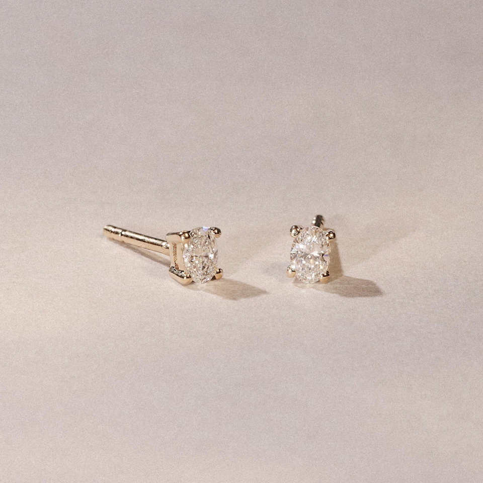 Naomi Oval Cut Lab Diamond Stud Earrings 0.50ct H/SI in 9K Gold