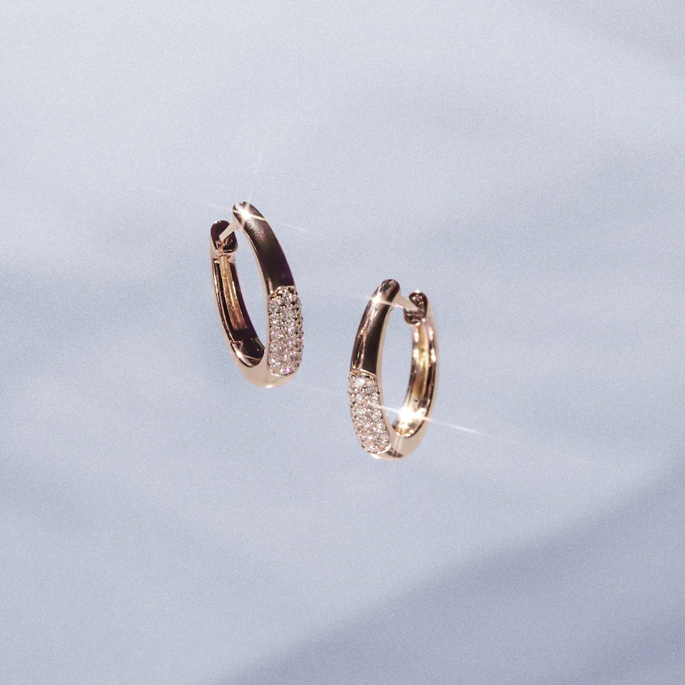 Short Micro Pavé Huggies Lab Diamond Earrings 0.25ct in 18K Gold Vermeil