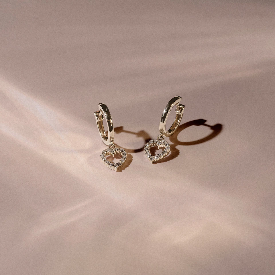 Heart Drop Huggie Lab Diamond Earrings 0.31ct in 925 Silver