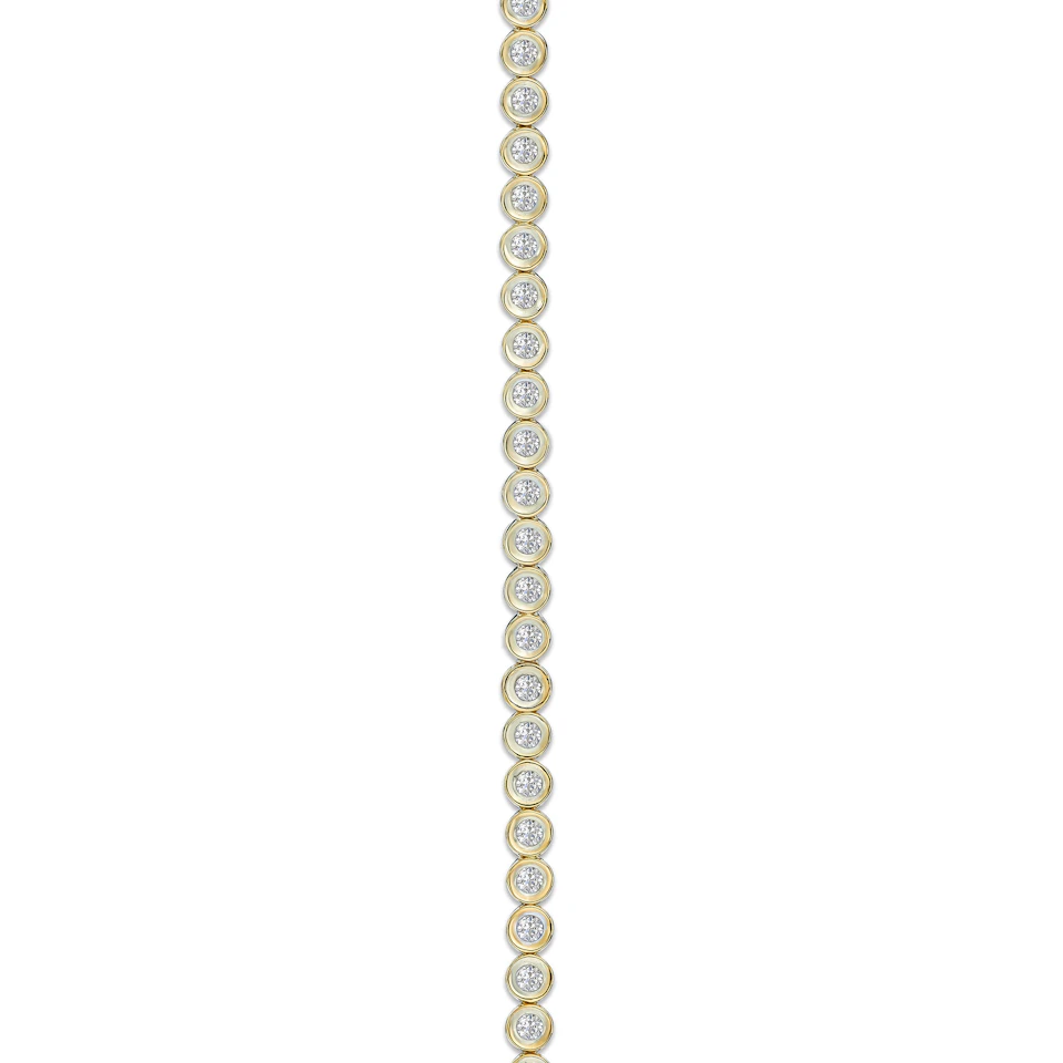 1ct Lab Diamond Tennis Bracelet Rub Over Style in 18K Gold Vermeil