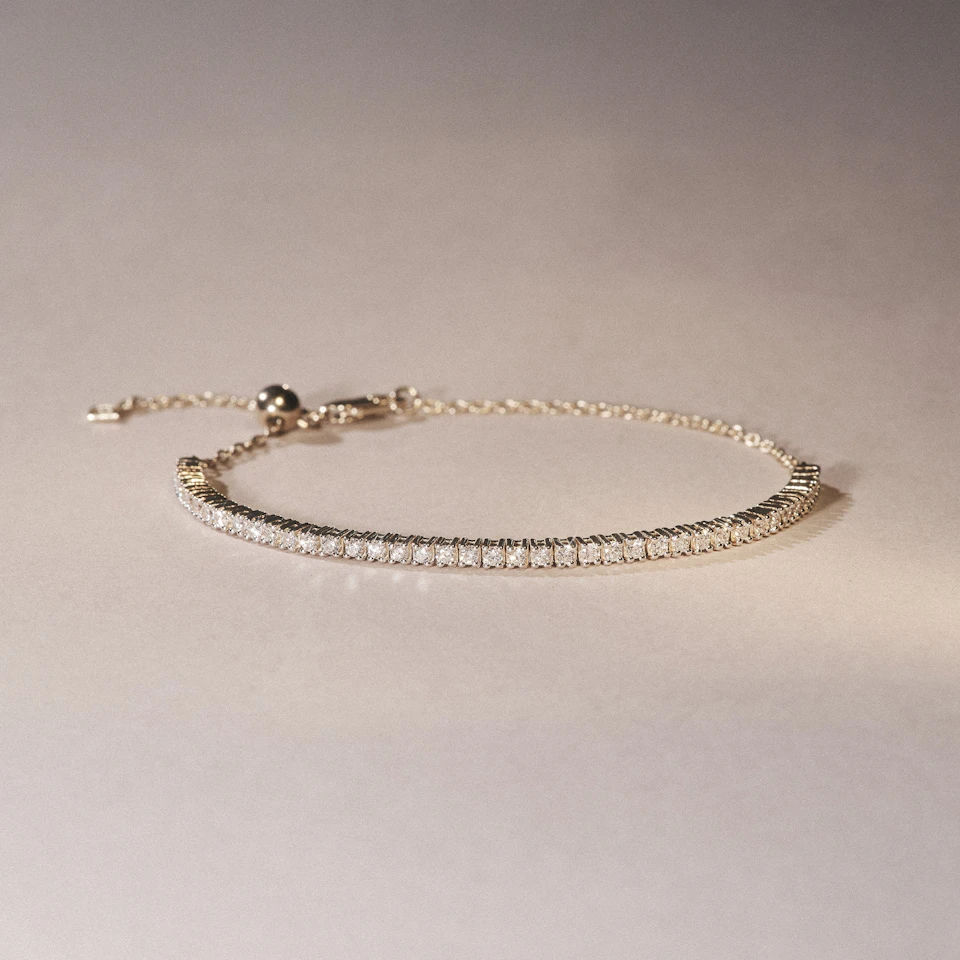 Adjustable Lab Diamond Tennis Bracelet 0.50ct in 18K Gold Vermeil