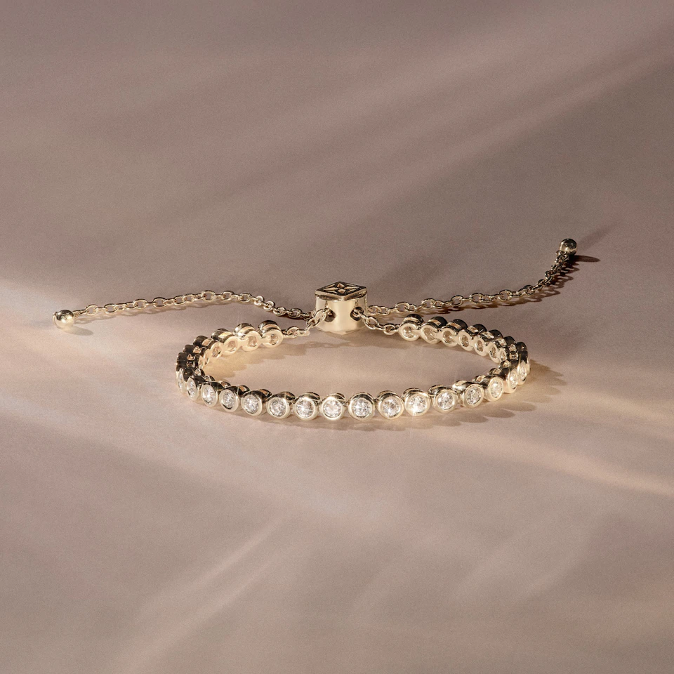 Lab Diamond Bezel Rubover Tennis Bracelet 1.00ct in 18K Gold Vermeil