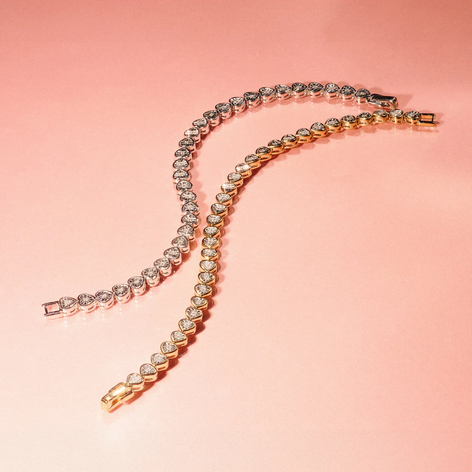 Heart Tennis Bracelet Lab Diamond 0.15ct in 18K Gold Vermeil