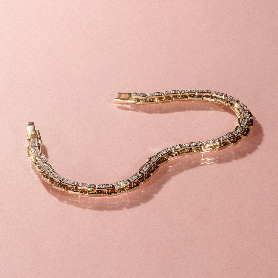 8 Inch Havana Lab Men Diamond Box Set Bracelet 0.85ct in 18K Gold Vermeil