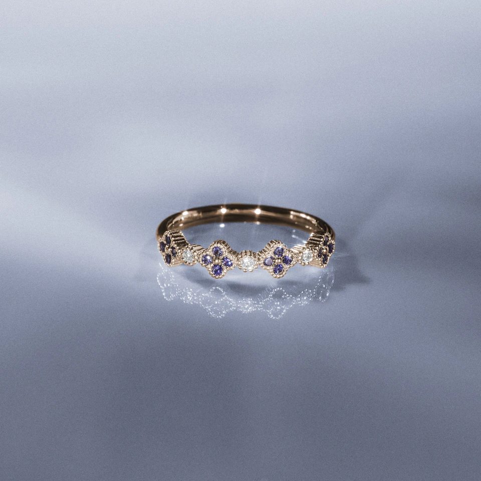 Alegria 4 Clover Lab Sapphire Ring 0.25ct in 18k Gold Vermeil