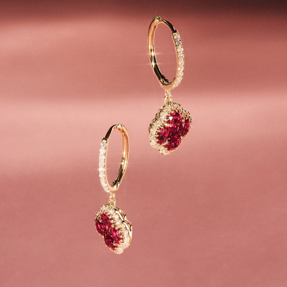 Alegria Lab Ruby Earrings 1.70ct in 18k Gold Vermeil