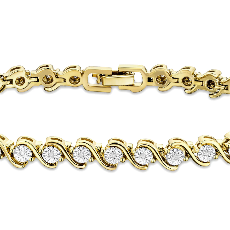 0.19ct Diamond and 18K Gold Vermeil Twist Bracelet
